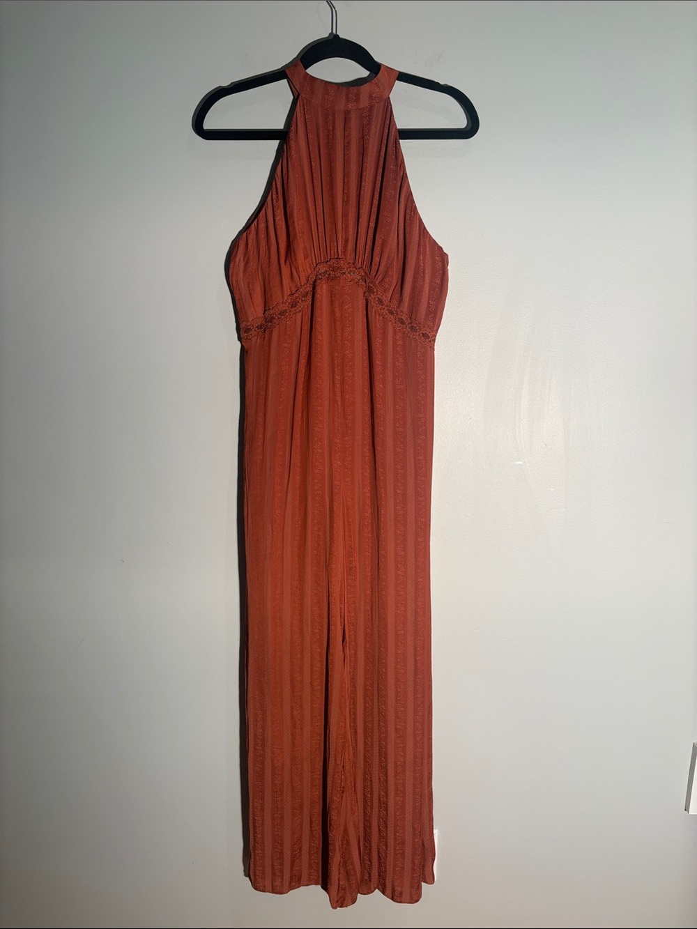 Sage The Label Rust Boho Halter Neck Wide Leg Jumpsuit / Size M
